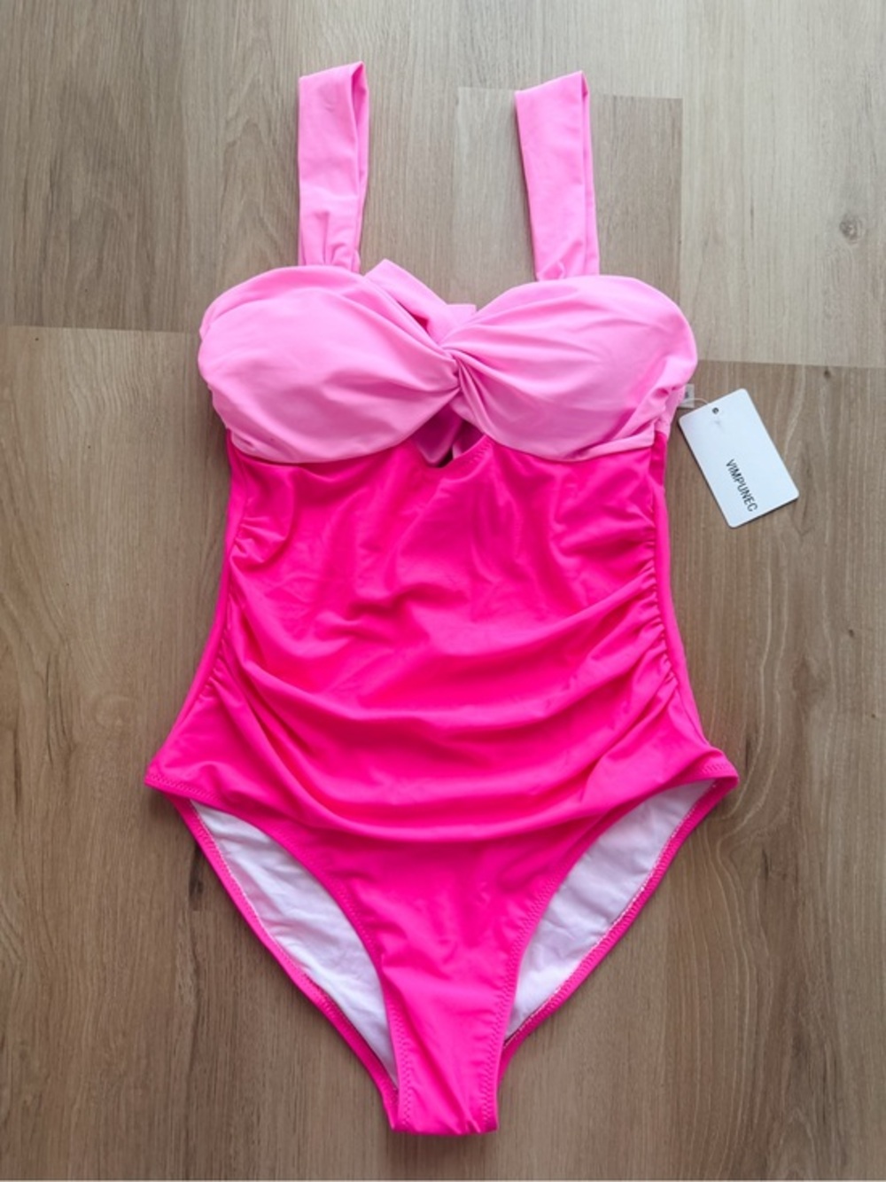 VIMPUNEC Colorblock One Piece Swimsuit Neon Pink Size Small NWT
